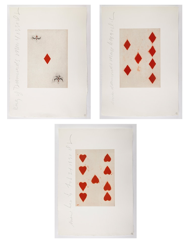 KING OF DIAMONDS; SEVEN DIAMONDS; NINE HEARTS by Donald Sultan