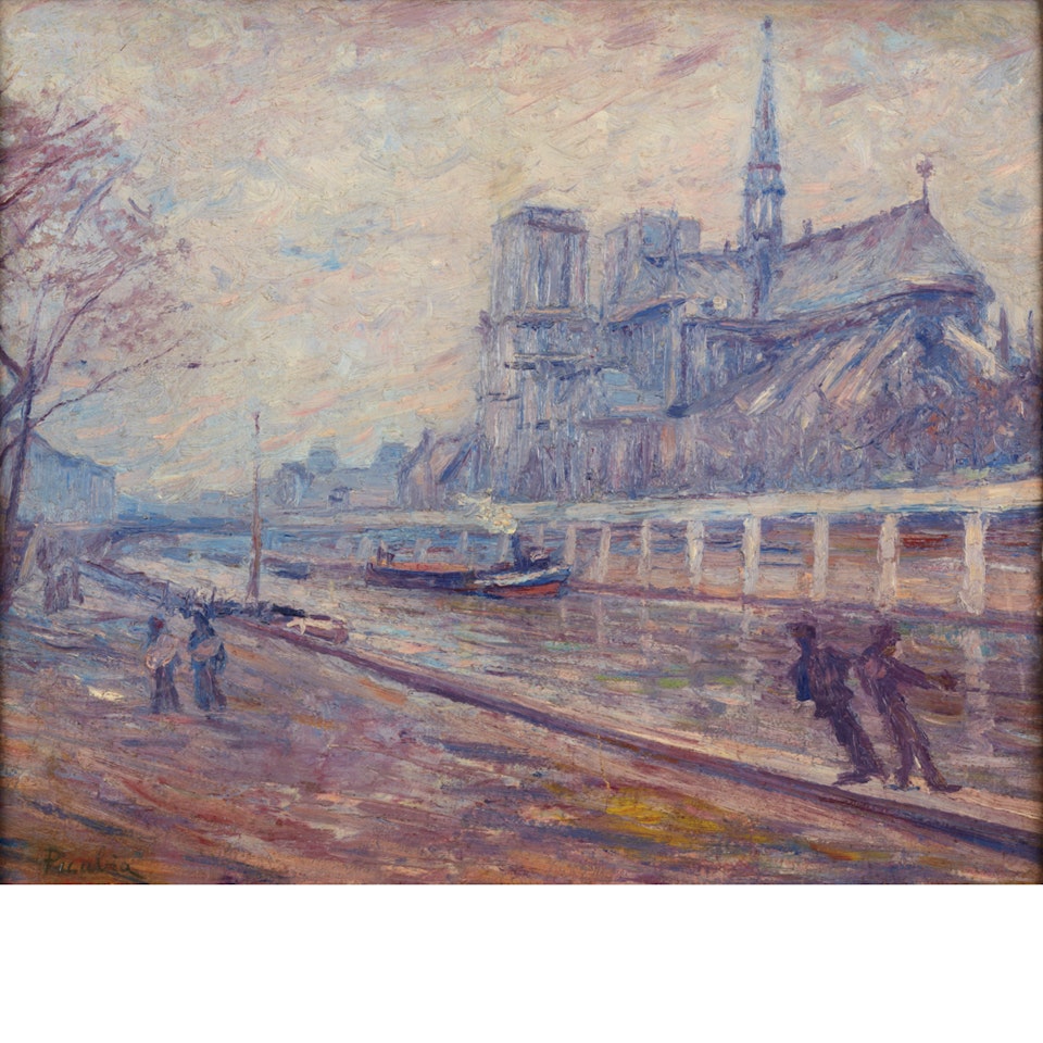 Paris, Les Quais, Notre Dame; Portrait sketch of a Woman: A Double-sided work by Francis Picabia
