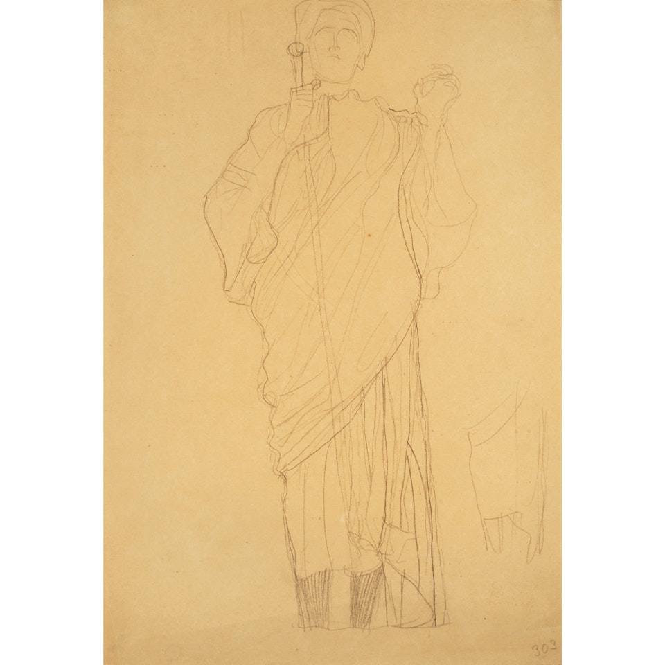 Standing Woman Holding a Sword, Study for "Jurisprudence" by Gustav Klimt