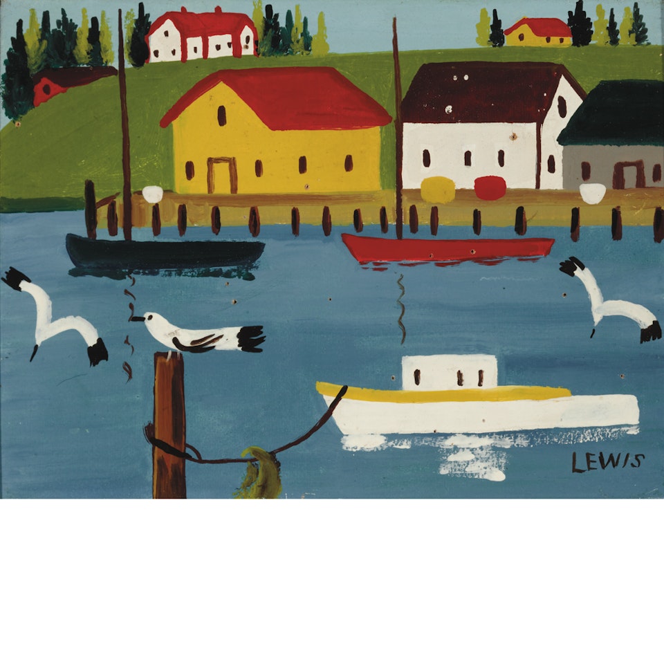Harbored Boats by Maud Lewis
