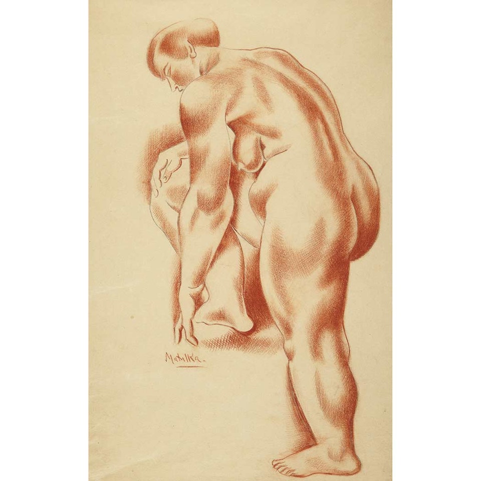 Female Nude Bending Over and Shore Leave: a double sided work by Jan Matulka