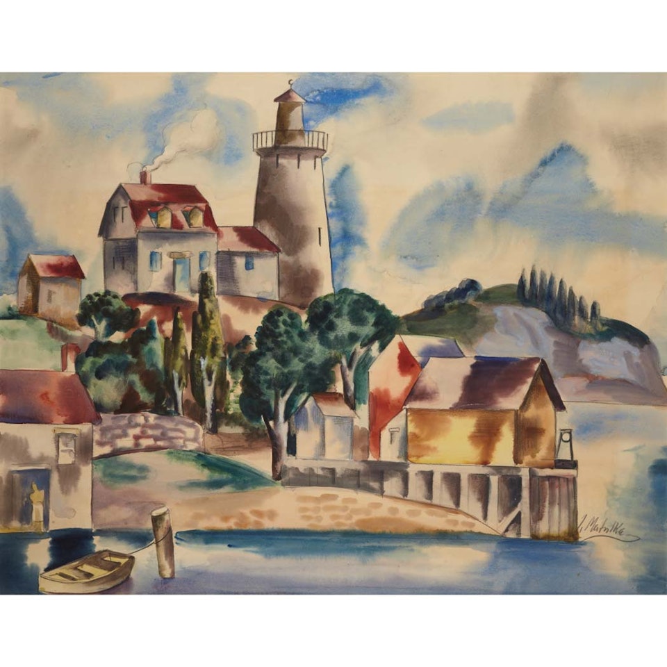 (i) Bar Harbor with Light House; (ii) Bar Harbor (study for the above) by Jan Matulka