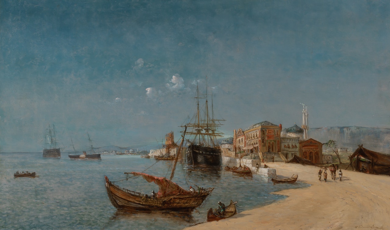 Port de Haifa by Jean Baptiste Henri Durand-Brager