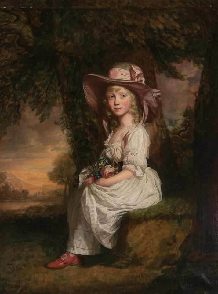 Portrait of a Young Girl in a Landscape by English School