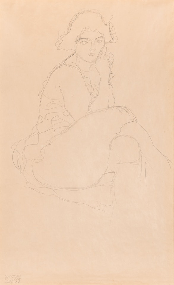 Seated Half-Nude Woman Seated Right by Gustav Klimt