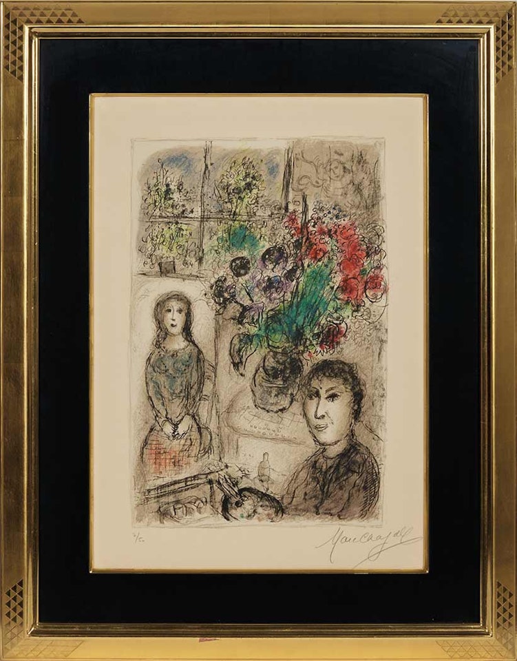 LE CHEVALET AUX FLEURS (M. 838) by Marc Chagall