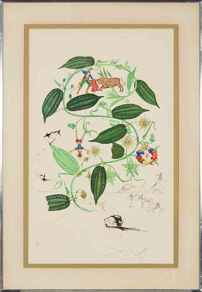 LUNA GEMINATA; PASSIFLORA LAURIGERA (F. 68-3F; H; M./L. 230; 235) by Salvador Dali