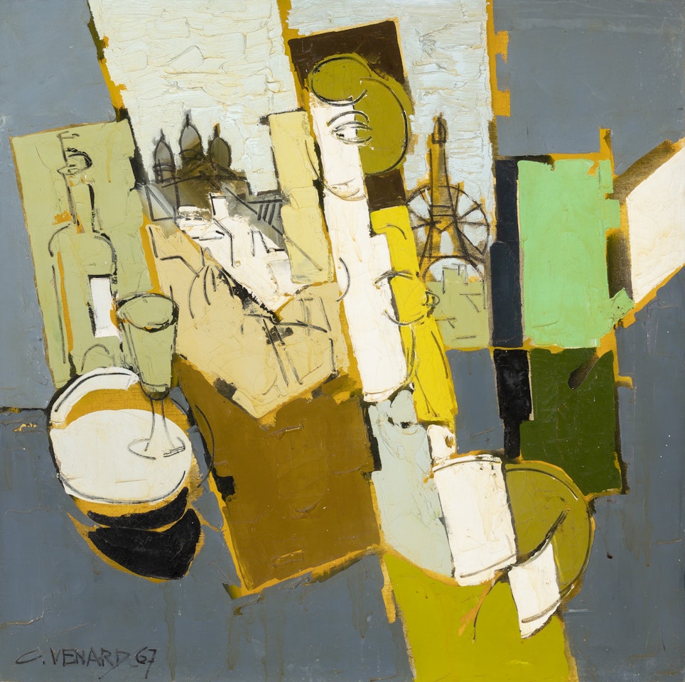 Seated Nude with Views of Paris by Claude Venard