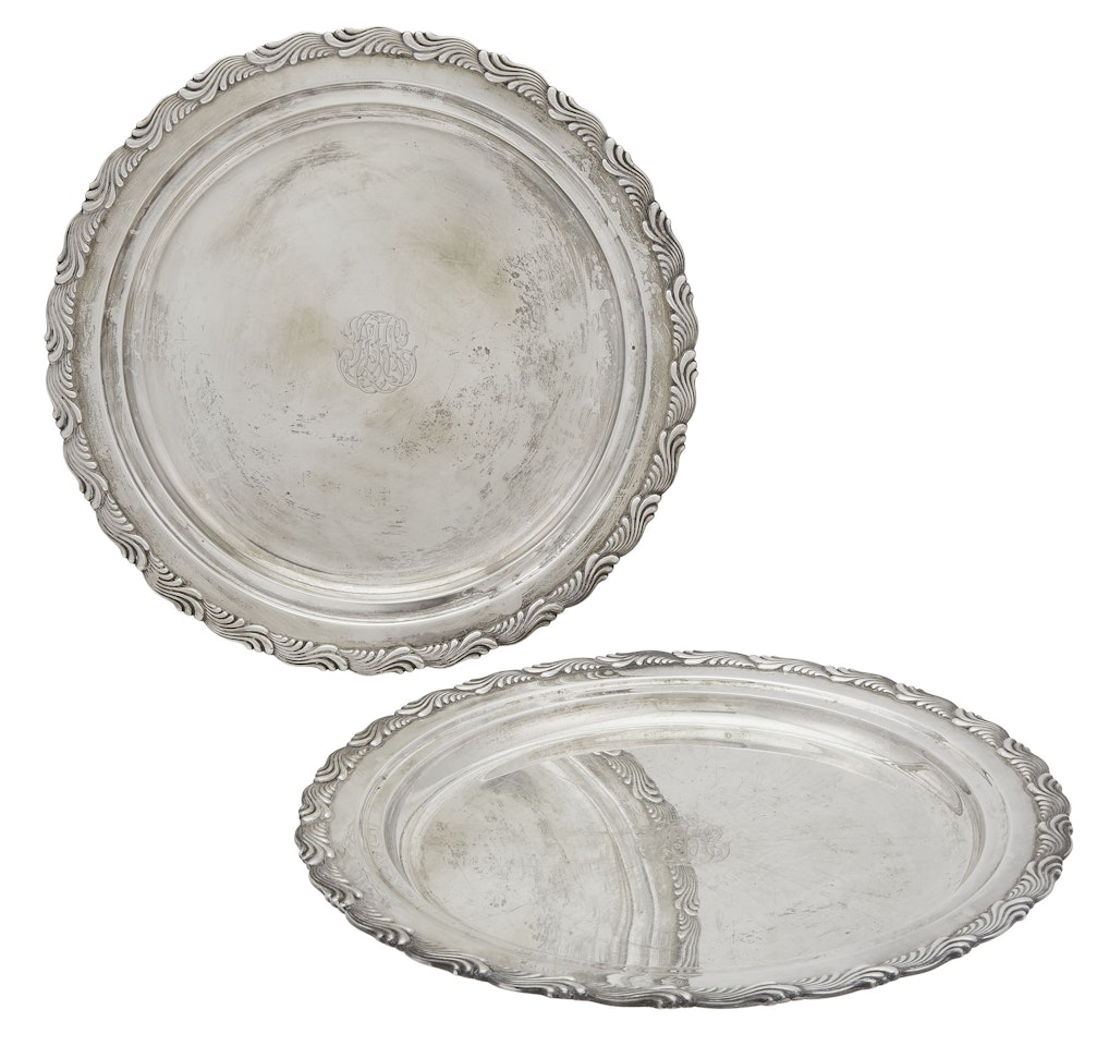 Pair of Tiffany & Co. Sterling Silver Wave Edge Pattern Circular Trays by Tiffany & Co.