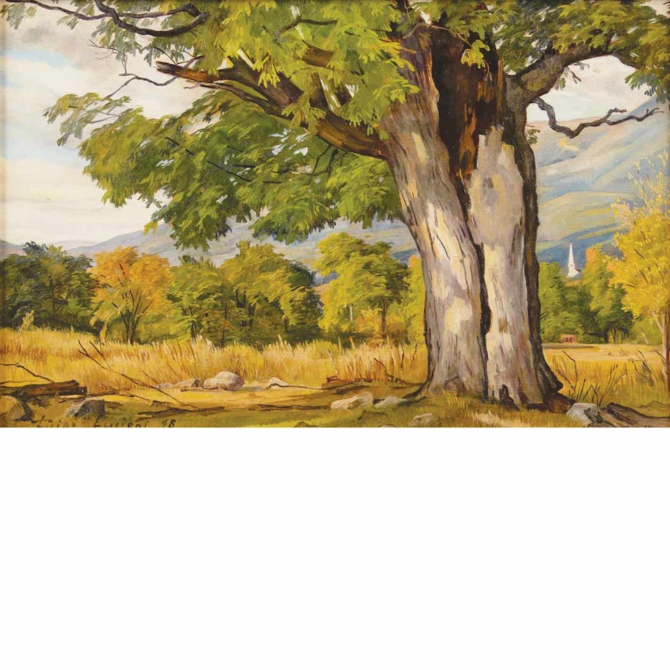 Vermont Landscape with Church Steeple by Luigi Lucioni
