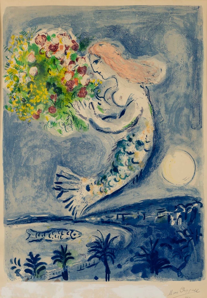 NICE SOLEIL FLEURS--LA BAIE DES ANGES (MOURLOT 350) by Marc Chagall