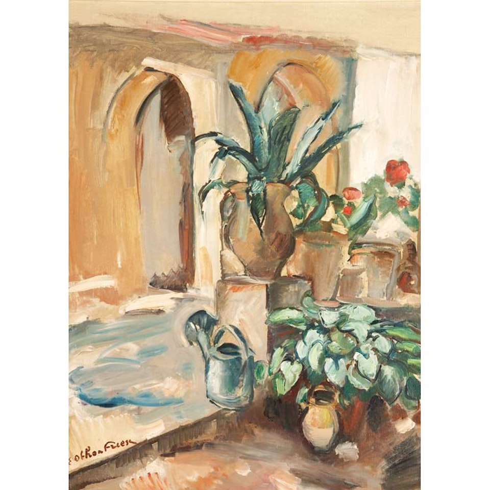 Potted Plants in an Interior Courtyard by Othon Friesz