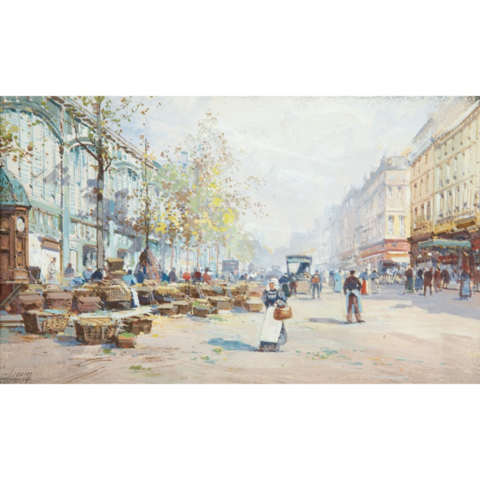 The Marketplace, Les Halles by Eugene Galien-Laloue