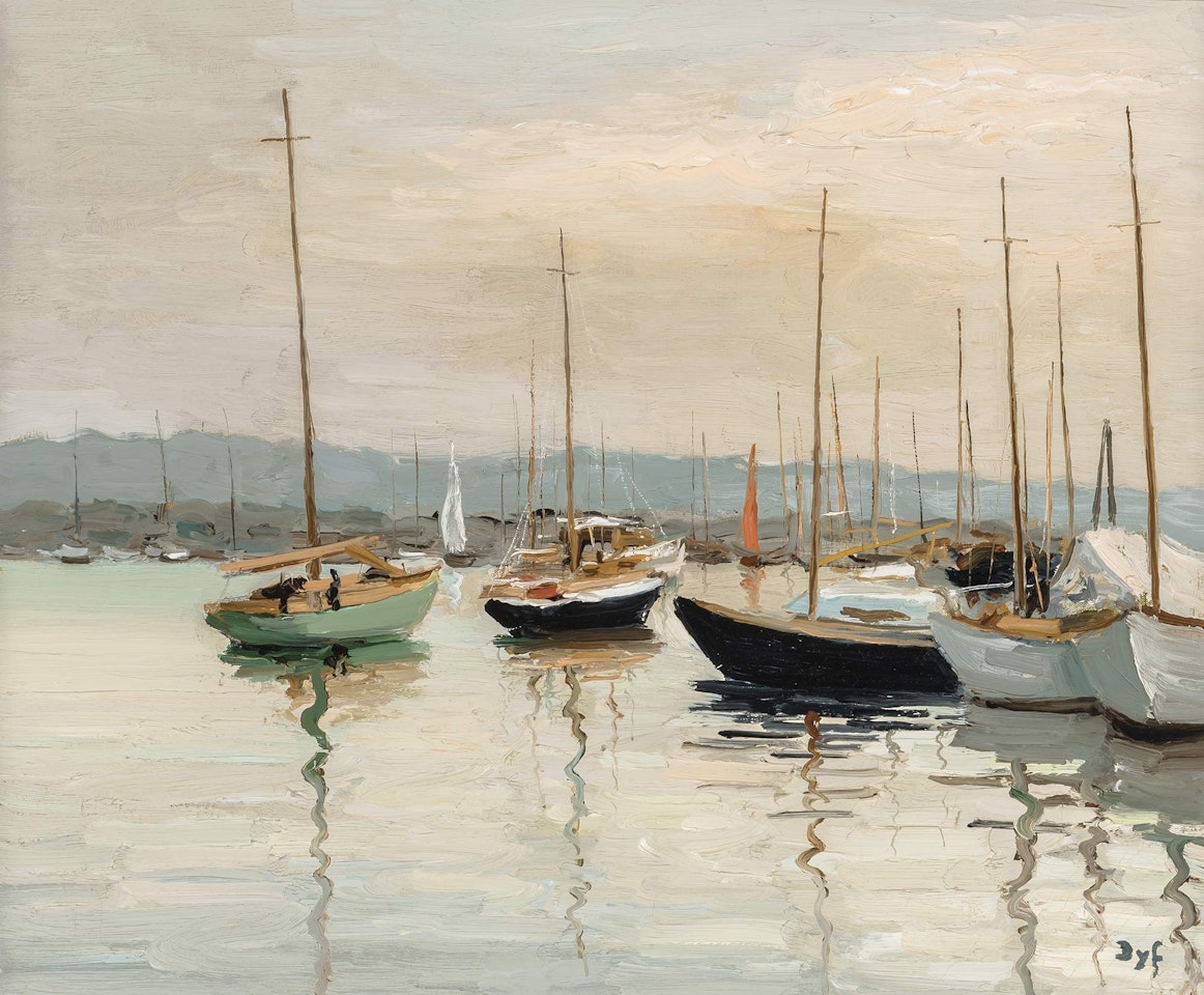 Voiliers en Provence (Port d"Antibes) by Marcel Dyf