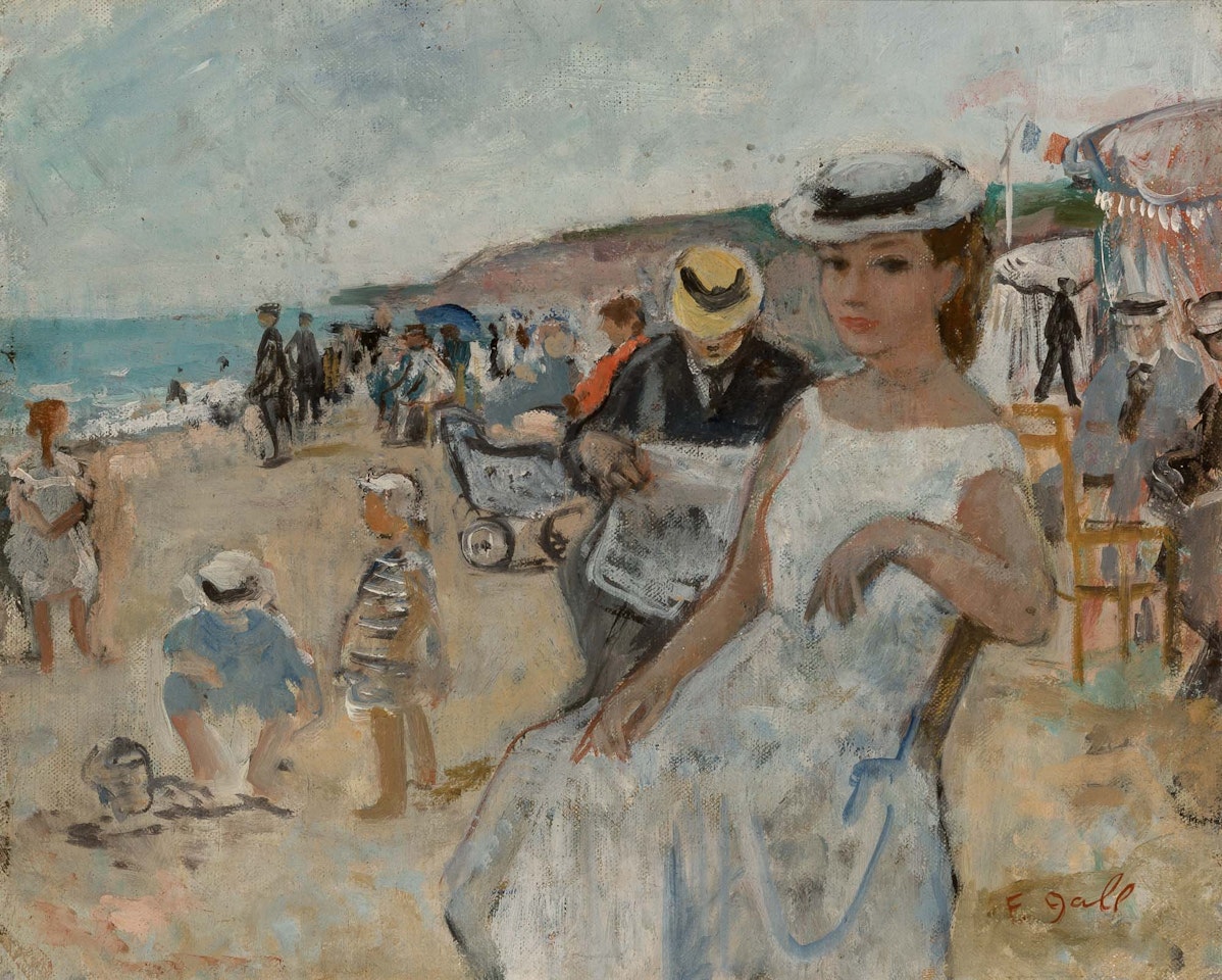 Eugenie Gall et sa Famille sur une Plage Normande by François Gall