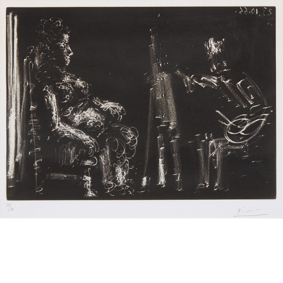 PEINTRE ET MODELE AU FAUTEUIL (B. 1386) by Pablo Picasso