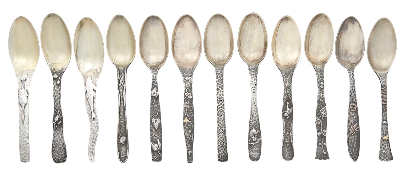 Set of Twelve Tiffany & Co. Sterling Silver and Mixed Metal Teaspoons by Tiffany & Co.