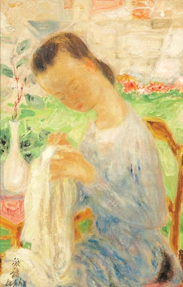 Woman Sewing by Le Pho