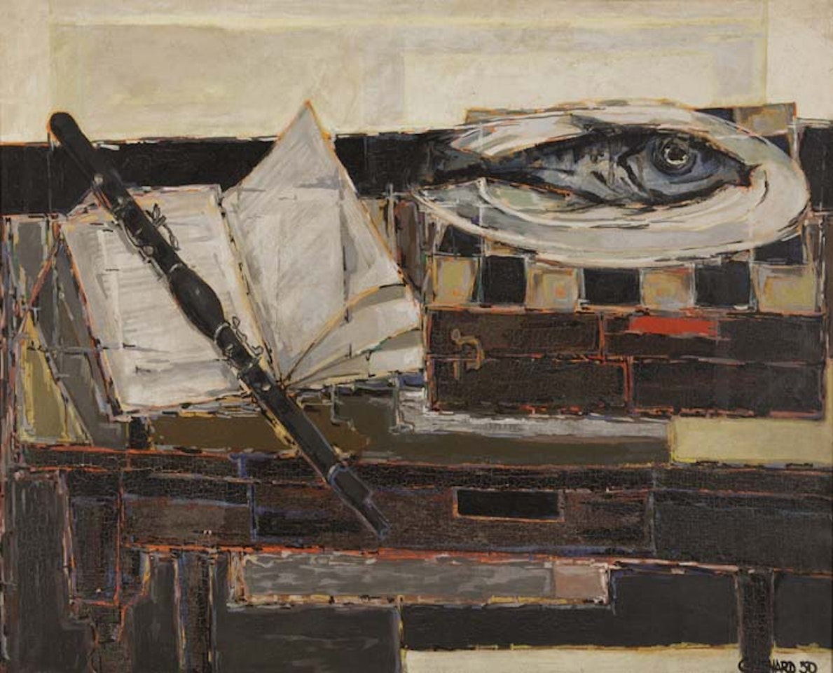 Still Life with Oboe and Fish by Claude Venard