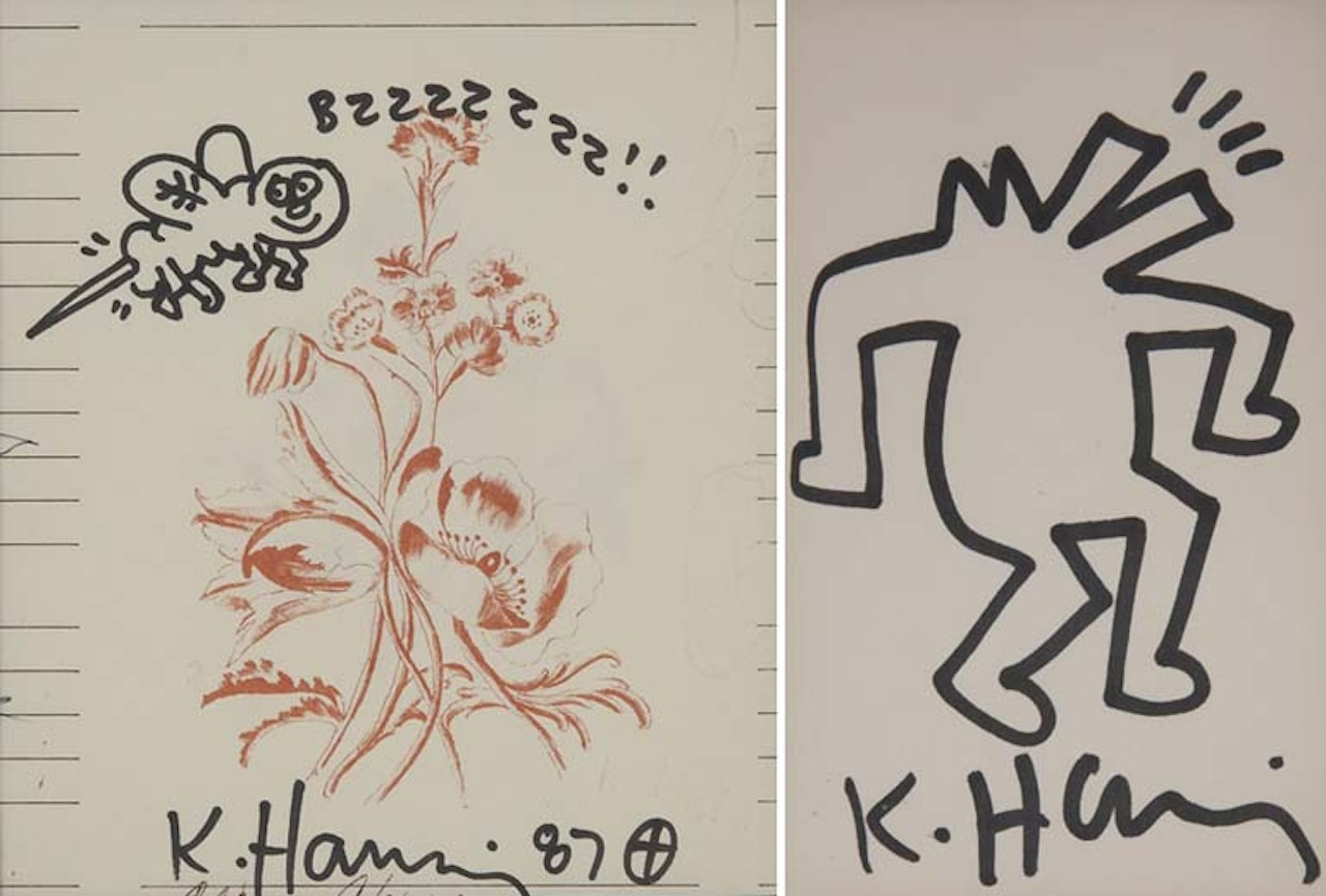 Untitled [Shouting Figure] and Untitled [Bzzzzz!!] by Keith Haring