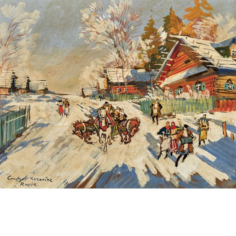 Village in Winter by Konstantin Alekseevich Korovin