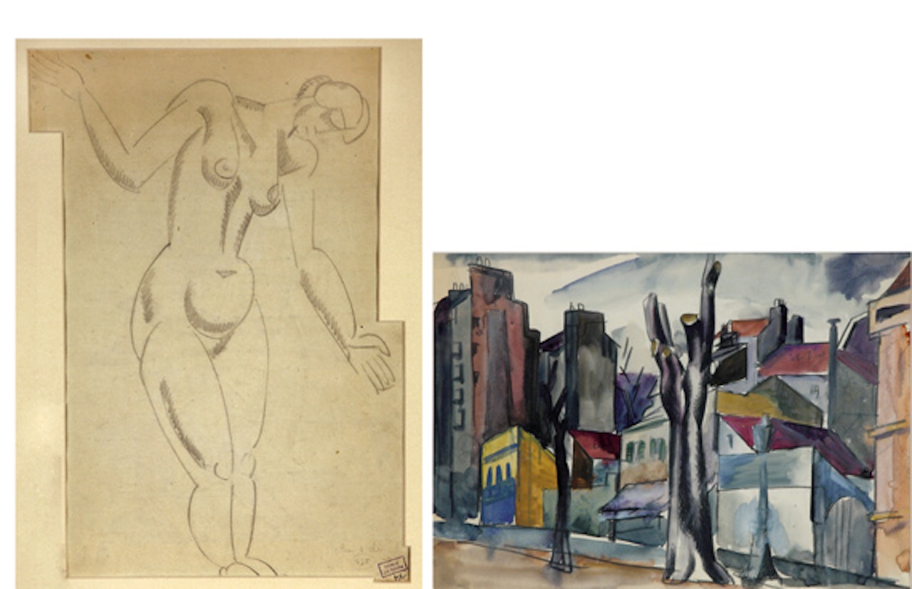Cityscape; Cubist Nude: A Double-Sided Work by Jan Matulka
