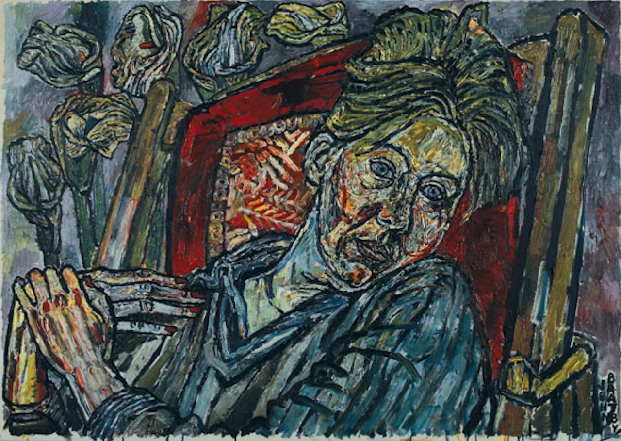 Seated Girl with Lillies by John Bratby