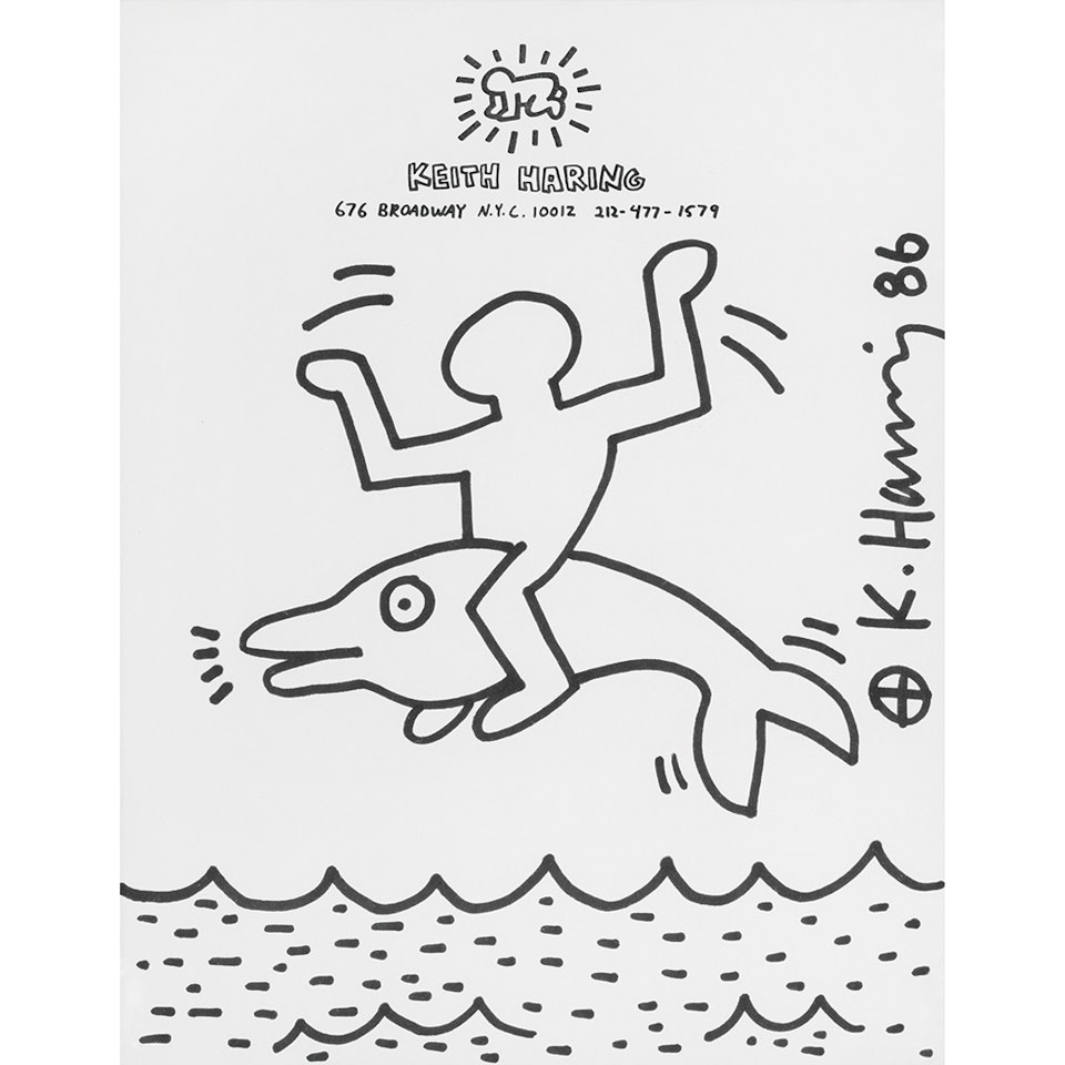 Untitled (Man on Dolphin) by Keith Haring