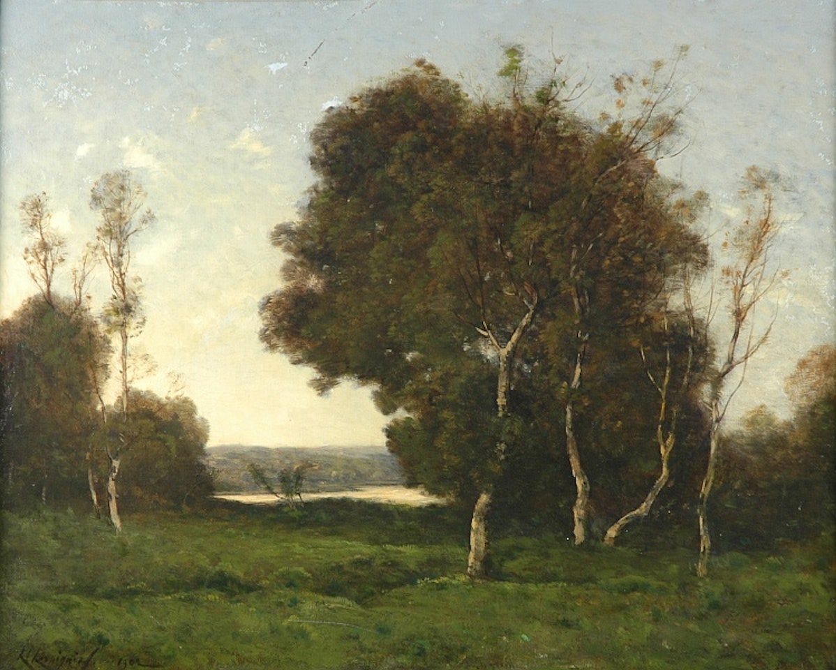 MEADOW AT SUNSET by Henri Harpignies
