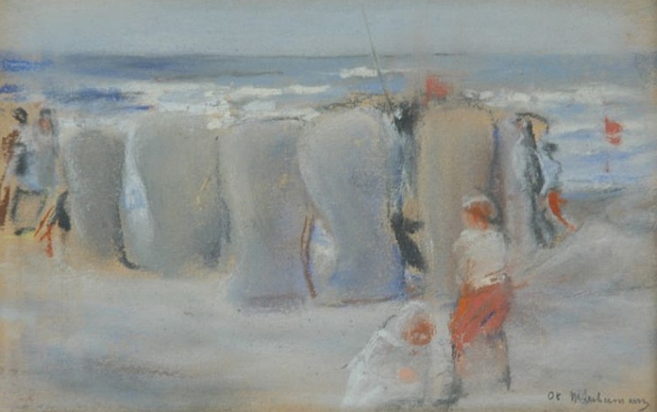 STUEHLE AM STRAND (CABANAS ON THE BEACH) by Max Liebermann