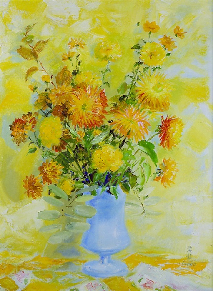 FLEURS DANS UN VASE BLEU by Le Pho