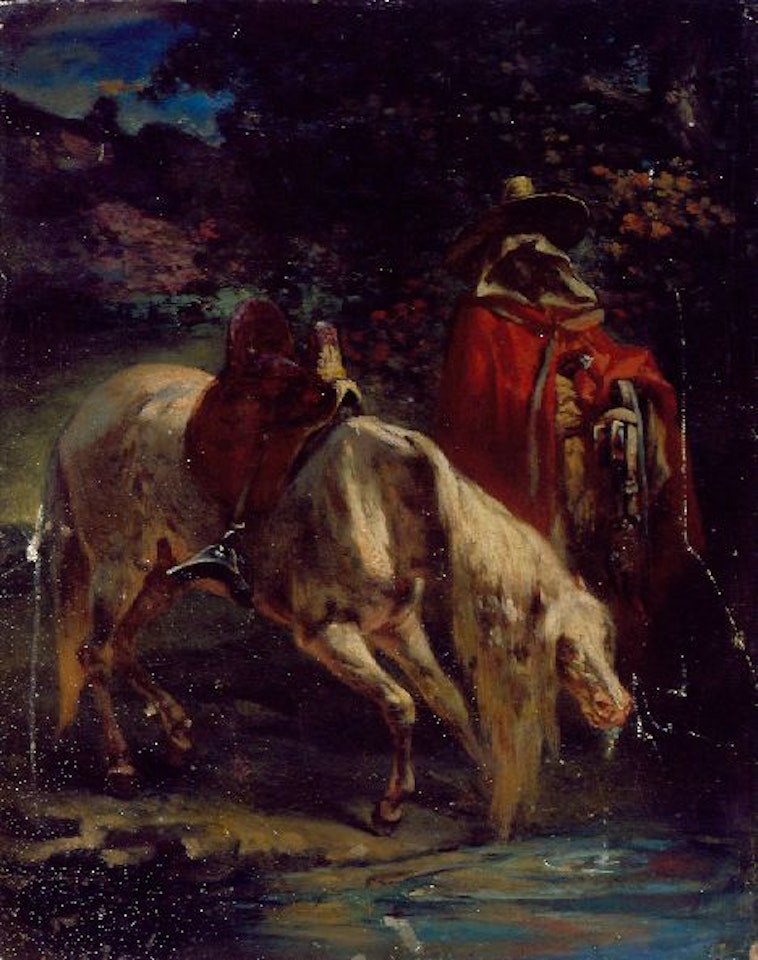 ARAB WATERING HIS HORSE by Eugene Fromentin
