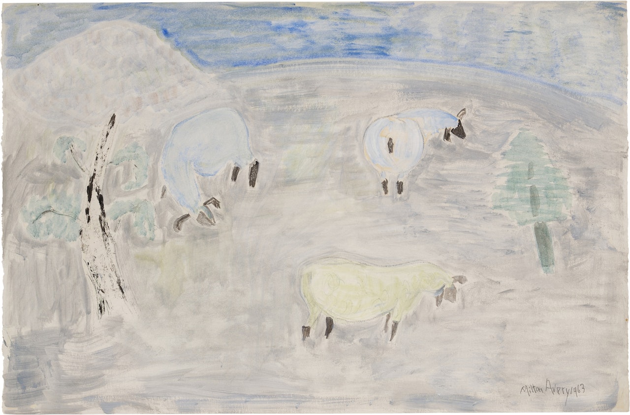 Three Sheep in a Meadow by Milton Avery