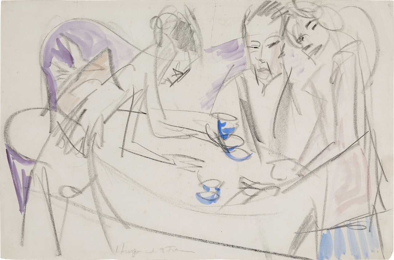 Hugo und zwei Frauen (Hugo and two women) by Ernst Ludwig Kirchner