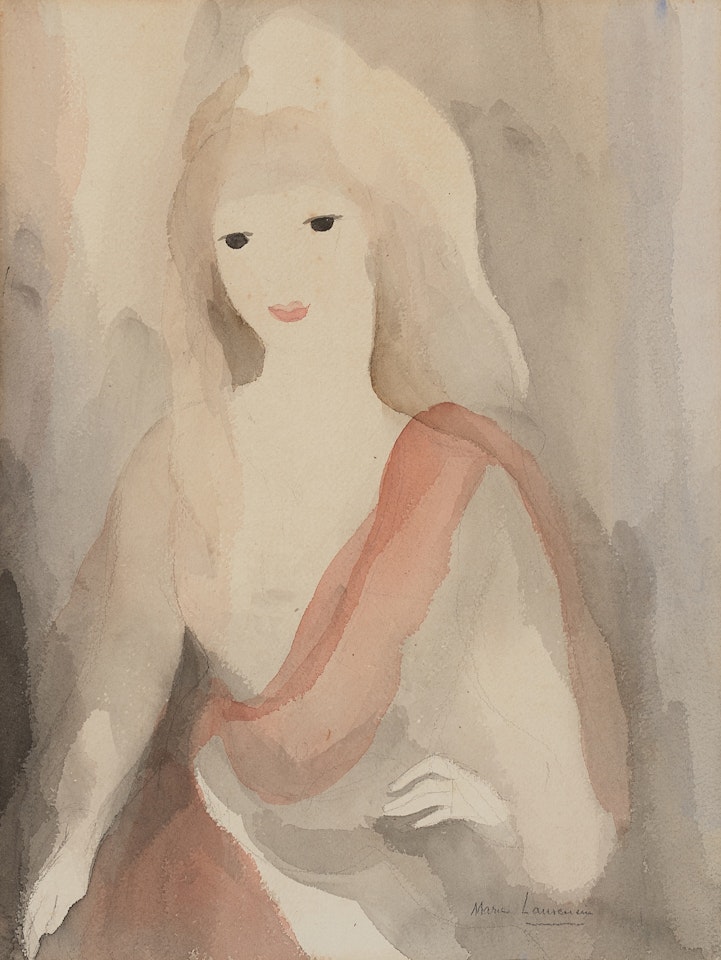 Jeune femme à l"écharpe rose by Marie Laurencin