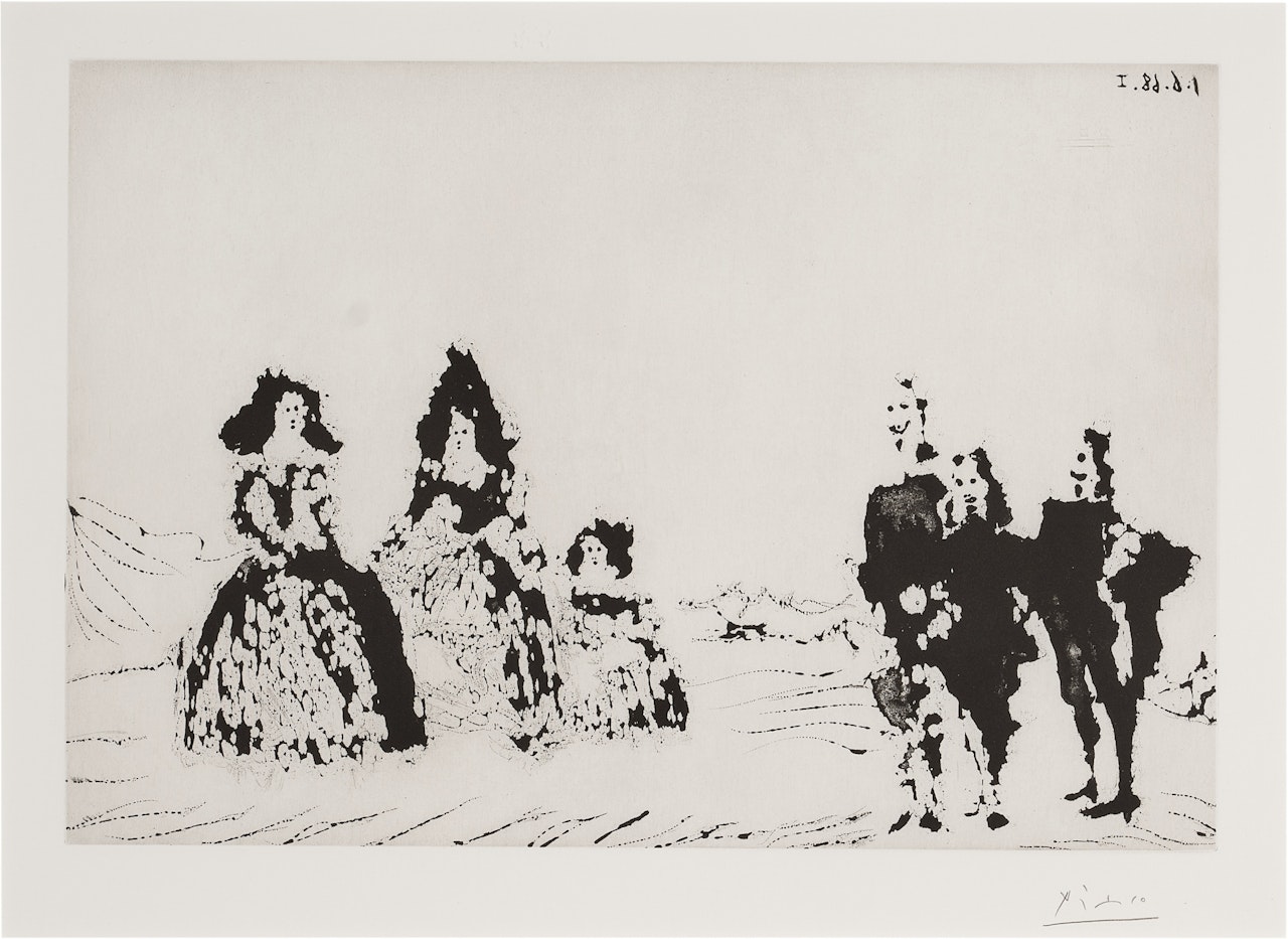 Ménines et gentilshommes dans la sierra, from the 347 Series (Bloch 1614; Baer 1630) by Pablo Picasso