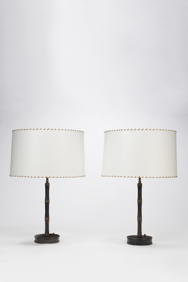 Pair of "Bamboo" Table Lamps by Jacques Adnet