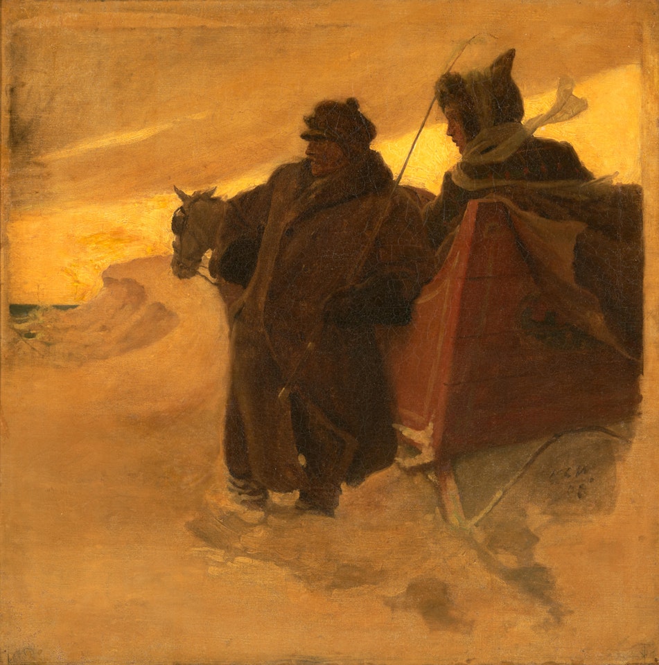 "And Looked Out Beyond the Tumbled Shore Ice to the Steel-Gray Angry Waters" by Newell Convers Wyeth