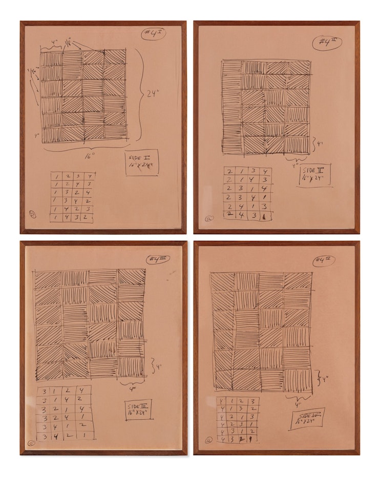 Working drawing for the box structure (relief) by Sol LeWitt