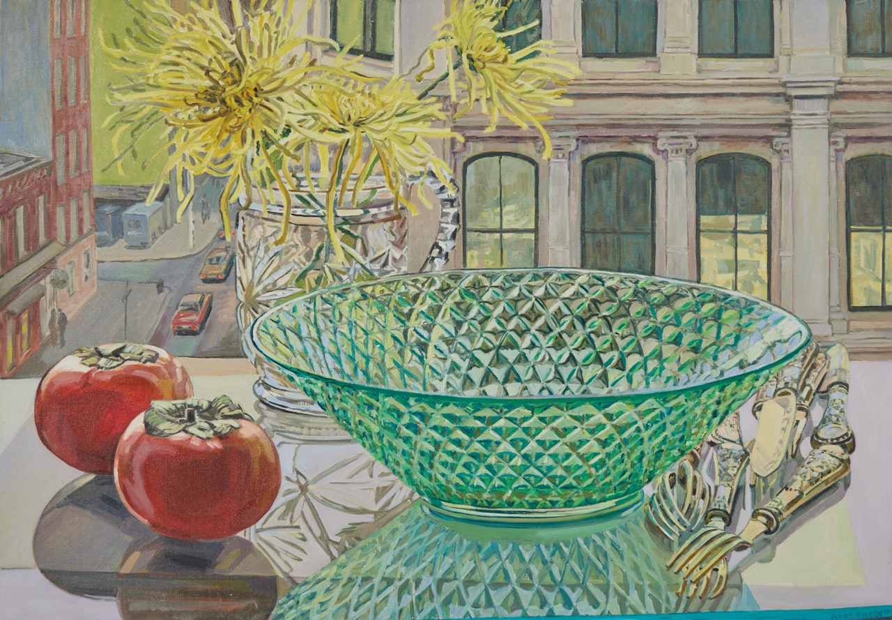 Green Bowl and Persimmons by Janet Fish