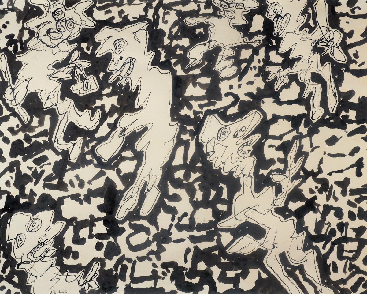 Site avec six personnages by Jean Dubuffet