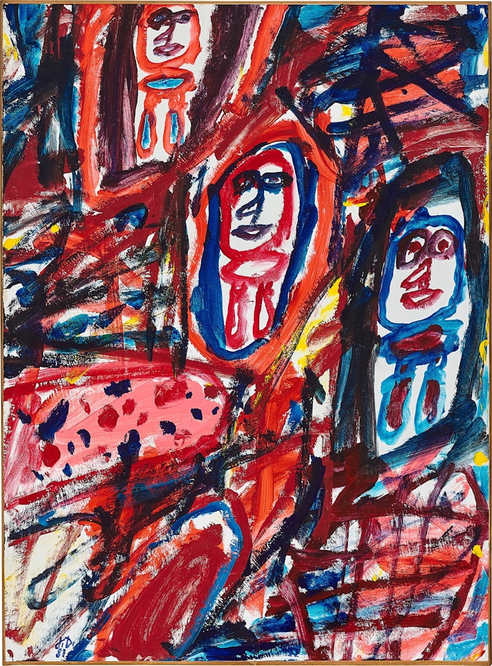 Site avec trois personnages by Jean Dubuffet