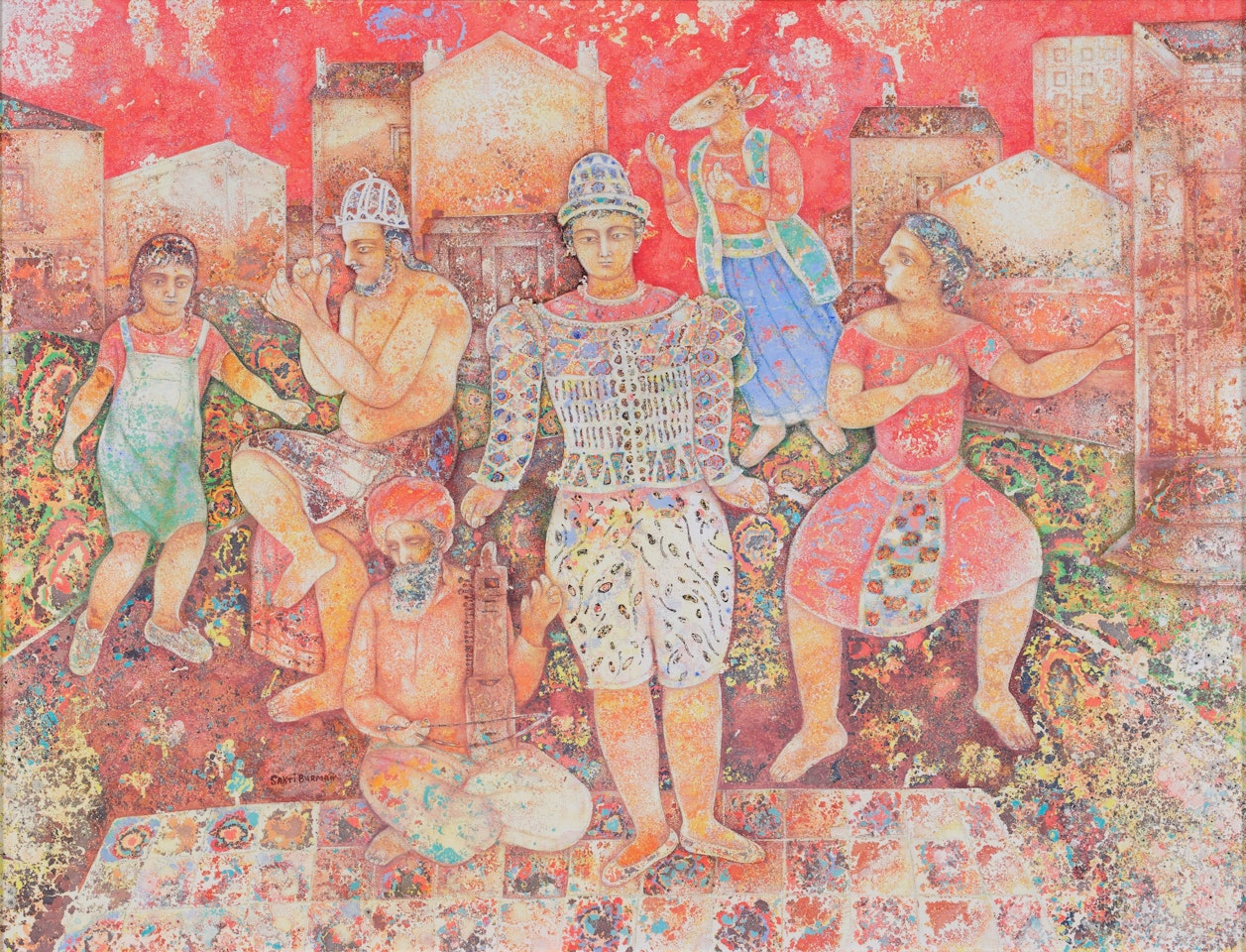 Village Festival Under the Red Sun by Sakti Burman