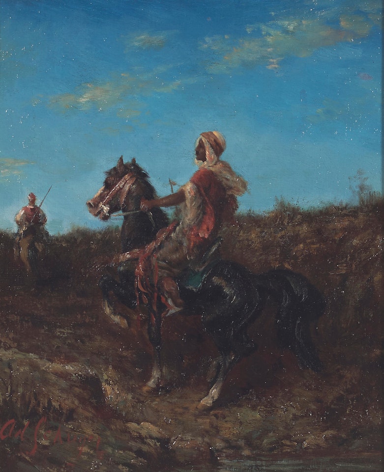 Two riders on horseback by Adolf Schreyer
