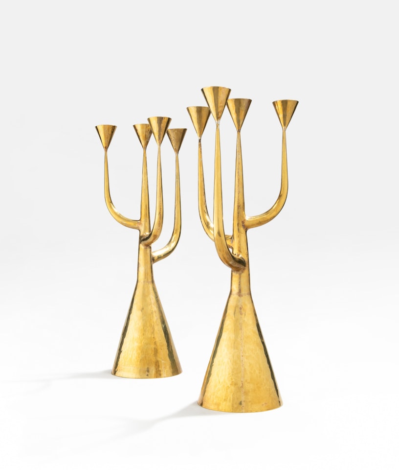 Pair of candelabras; our examples by Philippe Hiquily
