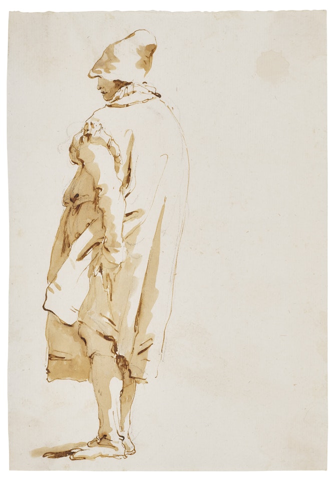 Homme debout portant un manteau, tourné vers la gauche by Giovanni Battista Tiepolo