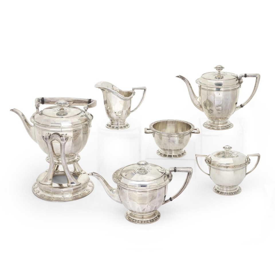 Six-piece Tiffany & Co. "St. Dunstan" Sterling Silver Coffee & Tea Service by Tiffany & Co.