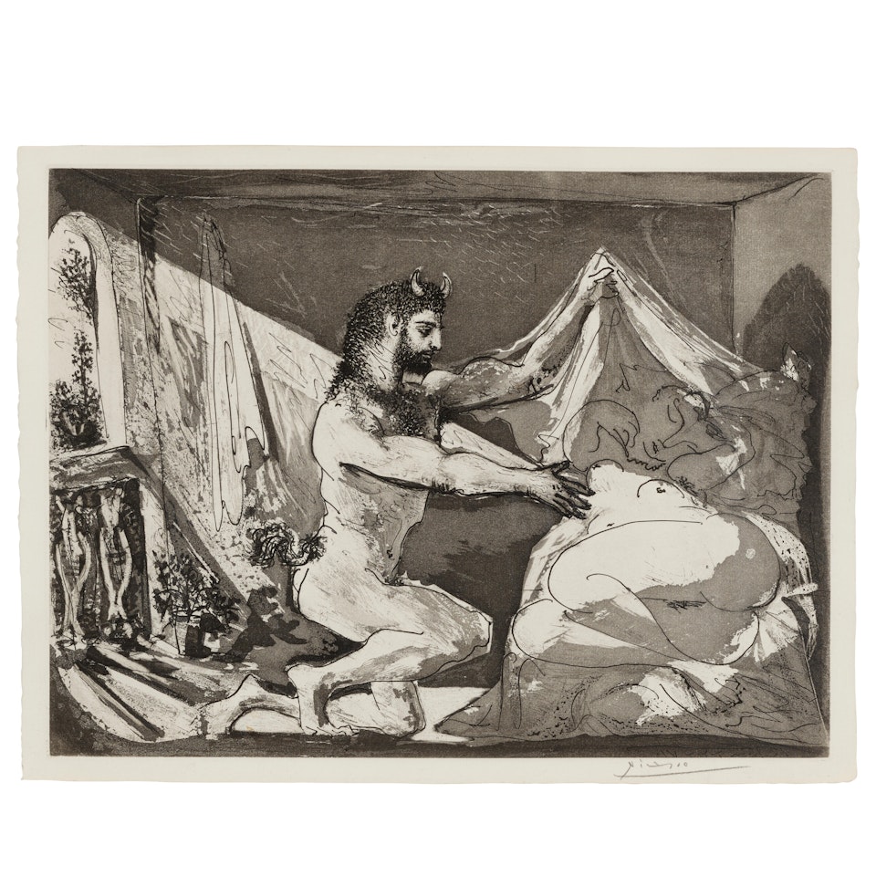 Faune Dévoilant une Dormeuse, from La Suite Vollard (Bloch 230, Baer 609) by Pablo Picasso
