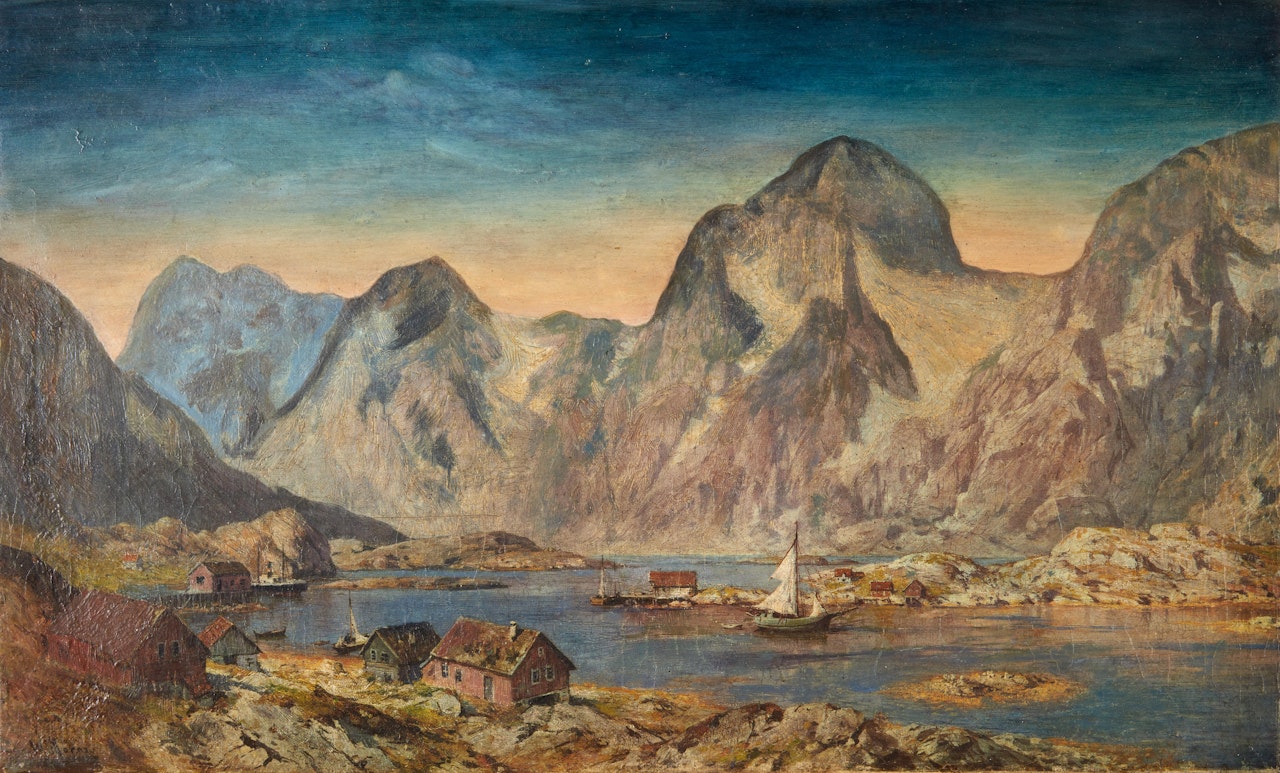 Fishing Shacks on the Shore of a Mountain Lake by Walter Moras