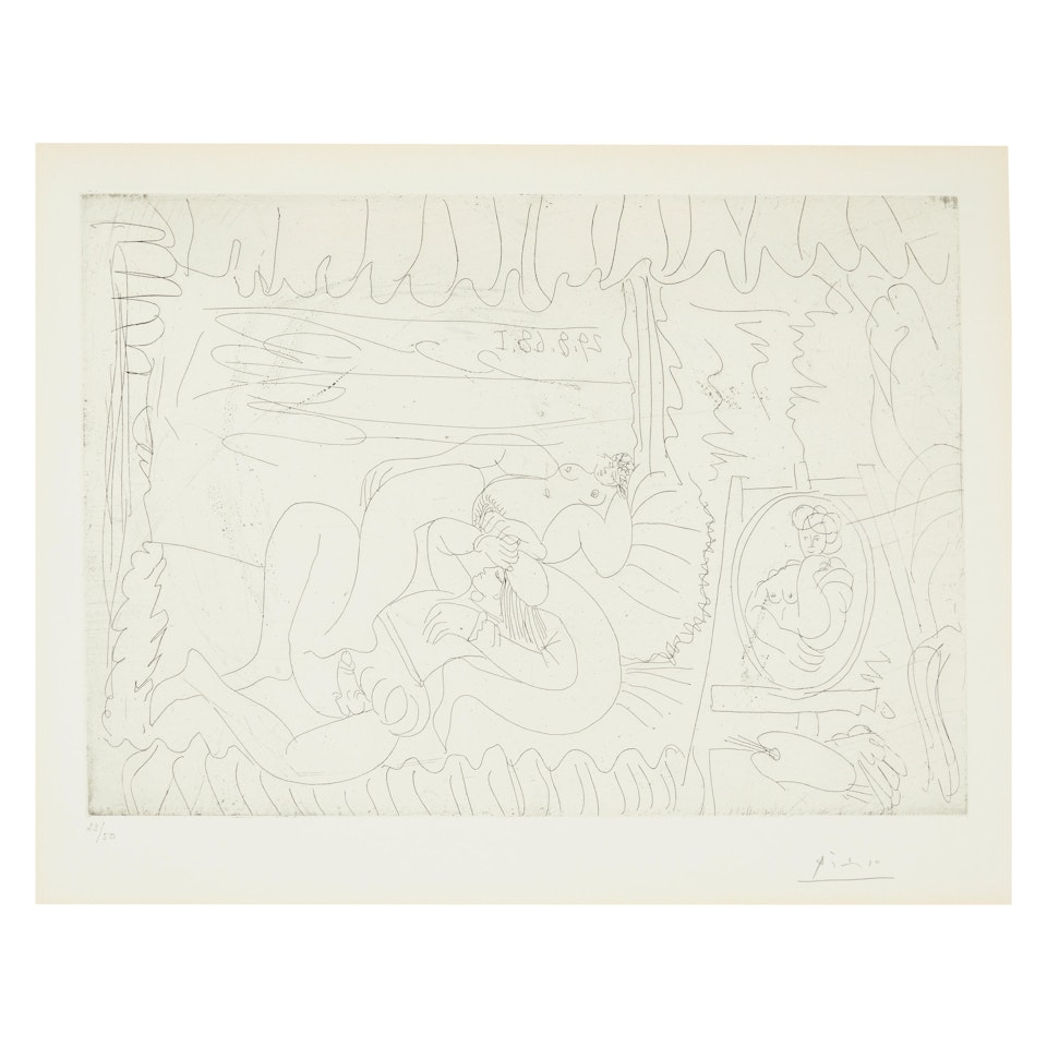 Raphaël et la Fornarina. I, plate 296, from Séries 347 (Bloch 1776, Baer 1793) by Pablo Picasso